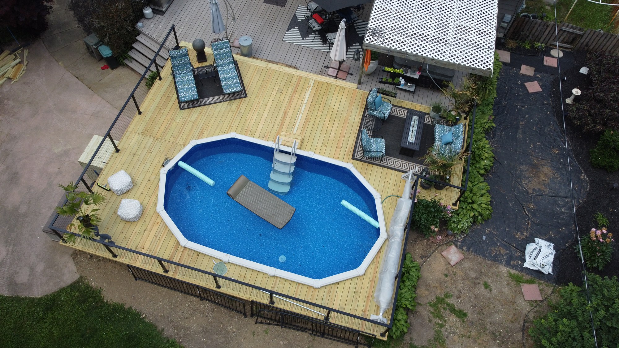 Finished pool deck photographed from above