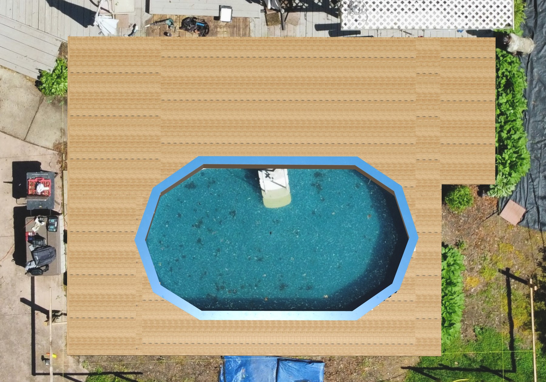 Top-down proposed pool deck layout model
